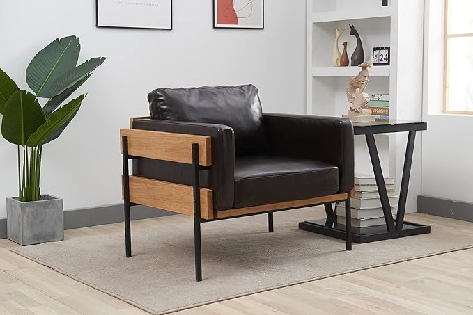 Living Room PU Leather Leisure Sofa Chair Soft and Comfortable Leisure Armchair