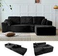 104 L-Shaped Cloud Sectional Sofa with Oversized Chaise Modular 3-Seater Corduroy Couch for Living Room &amp Bedroom Deep Seat No Assembly Required (Black L Shape with Right FacingChaise)