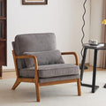 Karl home Mid-Century Modern Accent Chair Living Room Chairs with Pillow Corduroy Upholstered Lounge Armchair with Solid Wood Frame &amp Soft Cushion for Bedroom Reading Room Gray