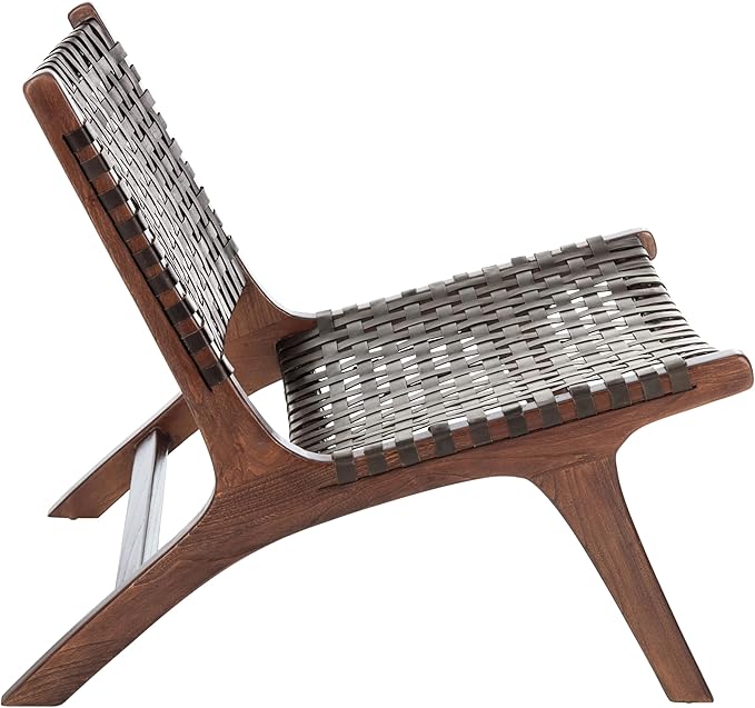 Safavieh Home Luna Natural and White Leather Woven Accent Chair