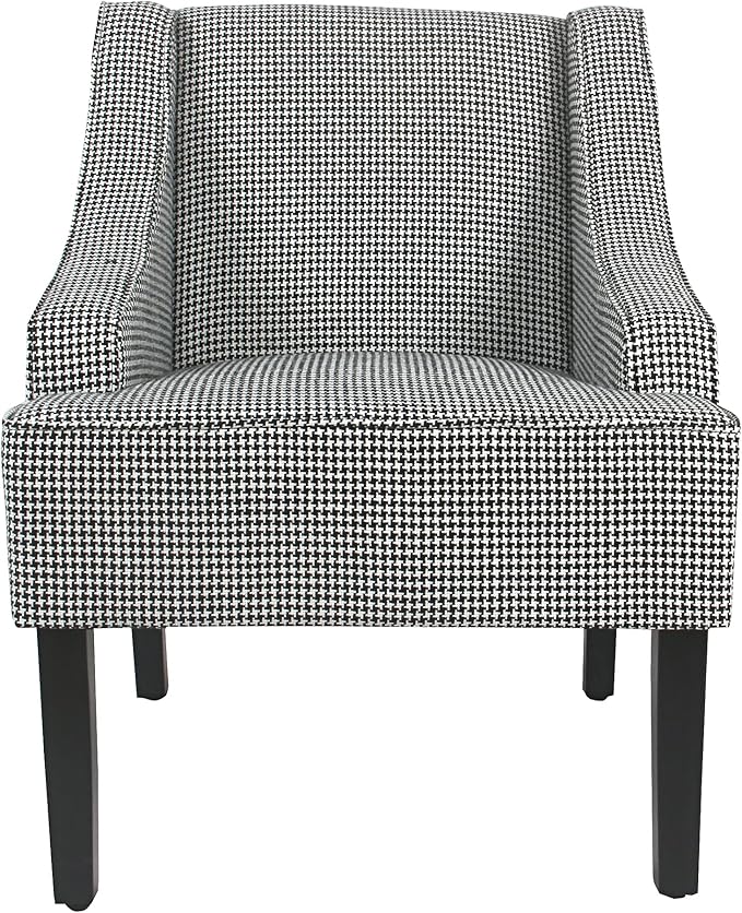 Homepop Home Decor | Upholstered Classic Swoop Arm Accent Chair | Accent Chairs for Living Room &amp Bedroom | Decorative Home Furniture Black and White