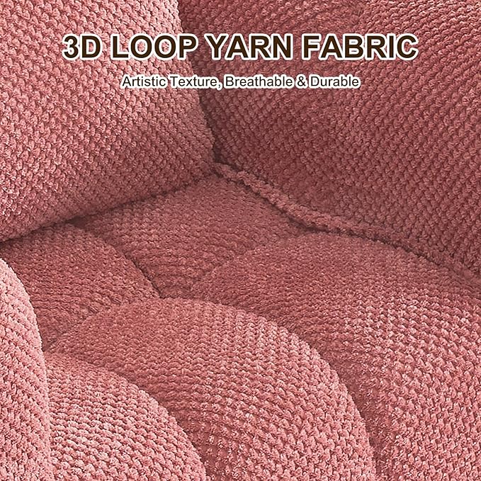 Furnimart Pumpkin Single Sofa Oversized Could Comfy Accent Chair Foam Boneless Chair Wide Seat Modern Small Couch for Living Room Bedroom Assemble Free(Pink)