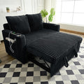 Antetek Pull Out Sofa Bed Futon Convertible Modern Corduroy Loveseat Chaise Lounge Sofa Couch with USB Charging Ports &amp Cup Holders for Guest Room Living Room Bedroom Adjustable Backrest Black
