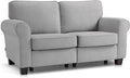 MCombo 67.7 Loveseat Sofa 2-Seater Small Couch for Small Spaces Classic Rolled Arm Upholstered Sofa with Solid Wood Legs for Living Room Removable Cover Chenille Fabric VE730 (Light Grey)