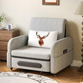 34.6 Small Pull-Out Sofa Bed Modern Versatile Futon Sleeper Couch Daybed with Trundle Space-Saving for Living Room RV Studio or Guest Room Gray &amp White