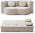 2-In-1 Futon Sofa Bed Foldable Couch with 2 Pillows Convertible Foldable Sofa Bed Folding Sofas Beds for Living Room Guest Room Apartment Office Lazy Sleeper Comfy No Assembly (khaki)