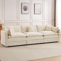 Modular Sectional Sofa 112.2 Inch Rectangle Shaped Couch Set with Armrests 3-Seater Comfy Cloud Couches for Living Room Apartment Beige