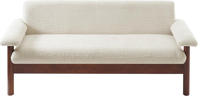 Christopher Knight Home Vincenzo 72.8 Loveseat Large Couch Chair Berber Fleece Sofa Upholstered Loveseat Soft Pillow Armchair Rubberwood Legs Couch Reading Sofa for Living Room Home Rest Beige