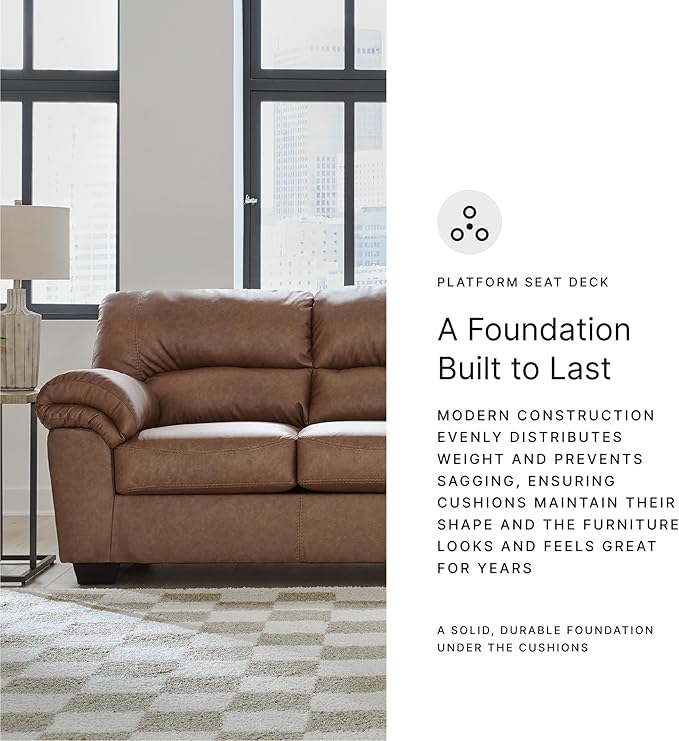 Signature Design by Ashley Walker Point Contemporary Sofa with Removable Cushion Light Brown