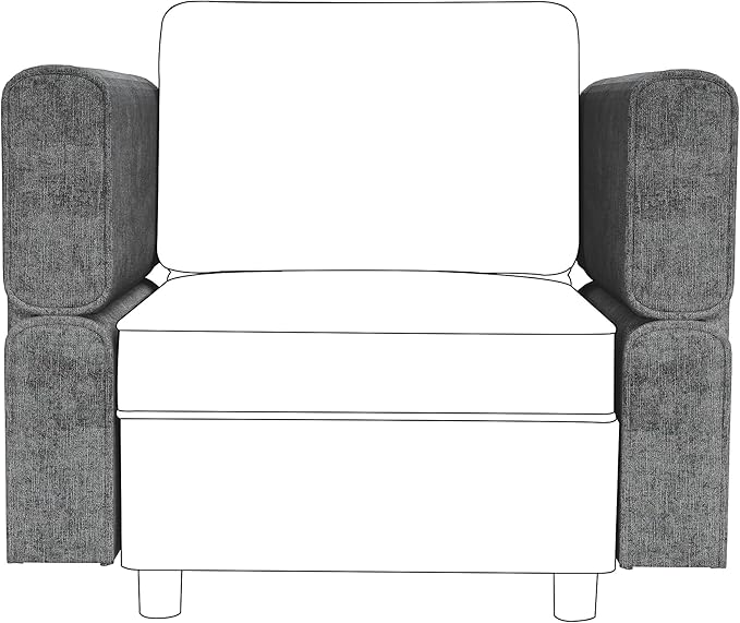 GAOMON Chenille Armrest Module for Modular Sectional Sofa 90°-180° Adjustable Sofa Armrest A Pair of Couch Armrests for Sectional Sleeper Sofa Gray