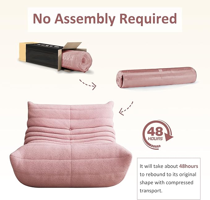 Bean Bag Chairs for Adults Floor Gaming Bean Bag Chair Memory Foam BeanBag Chair Bean Bag Sofa with Filler Faux Fur Fireside Beanbags Lazy Sofa for HomeApartment or Gaming Venue (Pink Single)