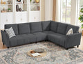 Convertible Sectional Sofa L Shaped Couch with Removable Washable Covers 6 Seat Sofa Couch with Friendly Fabrics Modern Corner Sofa for Living Room Apartment Office Dark Grey