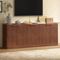 Evermagin 67 Walnut Fluted TV Stand for TVs up tp 75 Mid-Century Modern Entertainment Center with Storage Cabinets and Fluted Doors Wood Media TV Consoles for Living Room and Bedroom Furniture