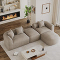 120 Curved Sectional Sofa Brown Cloud Couch Boneless Modular Sectional Couch for Living Room Oversized L Shaped Curved Couches Comfy Modern Sofa Plush Chenille with Ottoman Brown