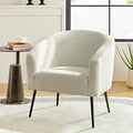 HULALA HOME Boucle Accent Chair Cozy Accent Barrel Chair with Metal Legs Upholstered Lounge Chair Single Sofa Armchair for Bedroom Living Room Reception Room Office Ivory