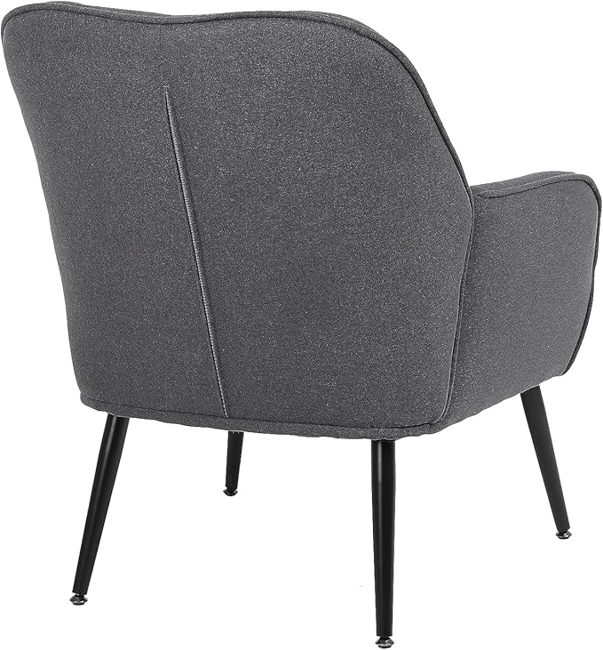 Modern Mid Century Chair Linen Sherpa Armchair for Living Room Bedroom Office Easy Assemble(Dark Grey)