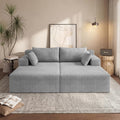 71 Oversized Double Chaise Lounge Sofa Cloud Plush Deep Seat Loveseat Sleeper Couch Upholstered Boneless Corduroy Sofa Bed No Assembly Modern Lounge Chair for Living Room Bedroom Reading (Grey)