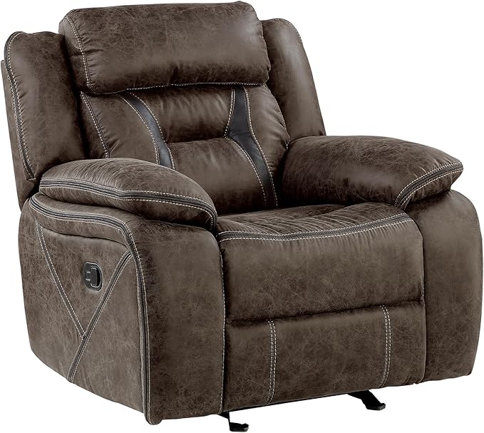 Homelegance Reclining Chair Polished Microfiber Manual Glider Recliner Dark Brown