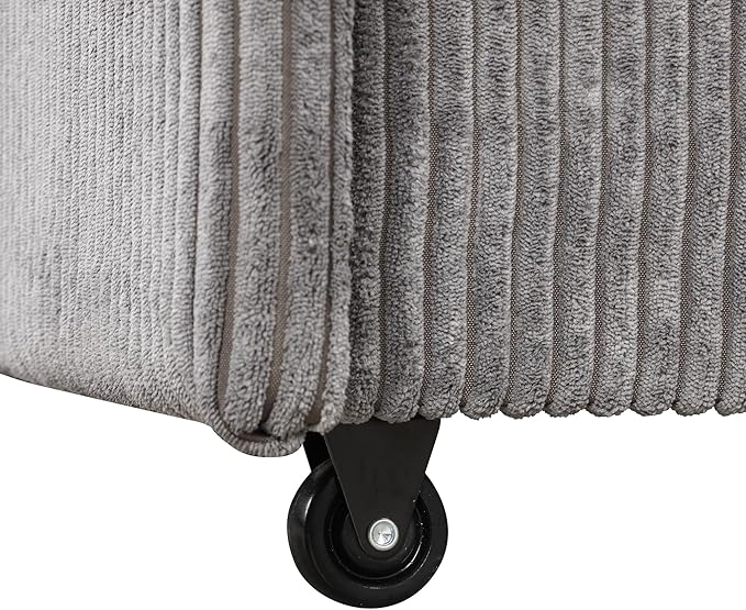 Modern Upholstered L-Shaped Convertible Corner Sofa Couch Pull-Out Sofa Bed Sleeper Sectional Sofa with Storage Bags and 2 Cup Holders on Arms for Living Room Office Apartment (Grey-2C)