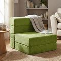 Single Size Folding Sofa Bed - 4 in 1 Convertible Sleeper Chair - High Density Memory Foam Futon Couch - Foldable Bed for Living Room Bedroom (Green)