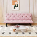 72 Pink Velvet Futon Couch Living Room Couch Bed Convertible Sleeper Sofa Bed with Cup Holder for Bedroom Guest Bed 2 Seater Reclining Sofas Couches with Nailhead Trim for Small Space (Pink New)