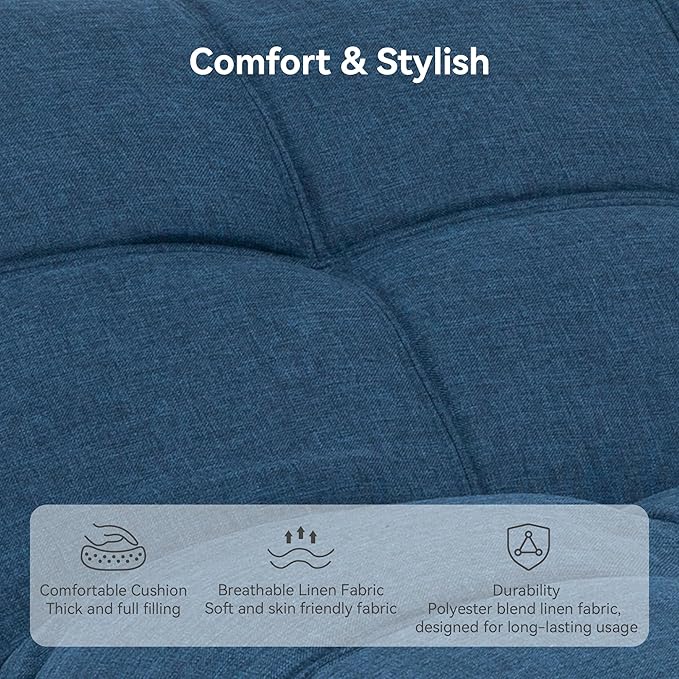 Convertible Futon Sofa Bed71 Modern Fabric Futon Couch with Adjustable Backrest&ampArmrestSmall Loveseat Sleeper SofaDorm Futonsofa for ApartmentLiving RoomDetachable CushionsNavy Blue