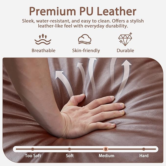 AVZEAR Chesterfield L Shaped Sofa Modular Sectional Leather Couch with Ottoman and Pillow Modern Sofa Bed PU Deep Seat Sofas Living Room Furniture Sets for Living Room Bedroom and Apartment Brown