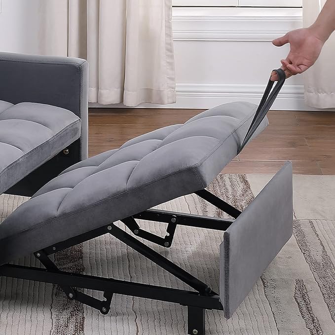 Convertible Sleeper Sofa Chair Bed3-in-1 Sleeper Chair Bed with PillowPull Out Single Armchair Sofa Bed with Adjustable Backrest Multi-Functiona Lounge Chair for Living Room (Gray)
