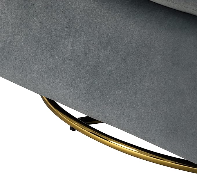 HULALA HOME Swivel Accent Chair with Gold Metal Base Set of 2 Contemporary Velvet Curved Swivel Barrel Chair Upholstered Club Armchair Leisure Single Sofa for Living Room Nursery Bedroom(Grey)