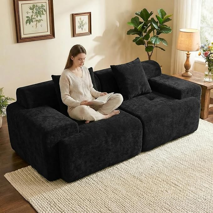 83.5 Sectional Loveseat Sofa Luxury 32.6 Deep Seat Boneless Couch Cozy Cloud Couches for Living Room Apartment Bedroom No Assembly Required (Dark Gray) | 17 Thickened Seat Super Soft Seat 2