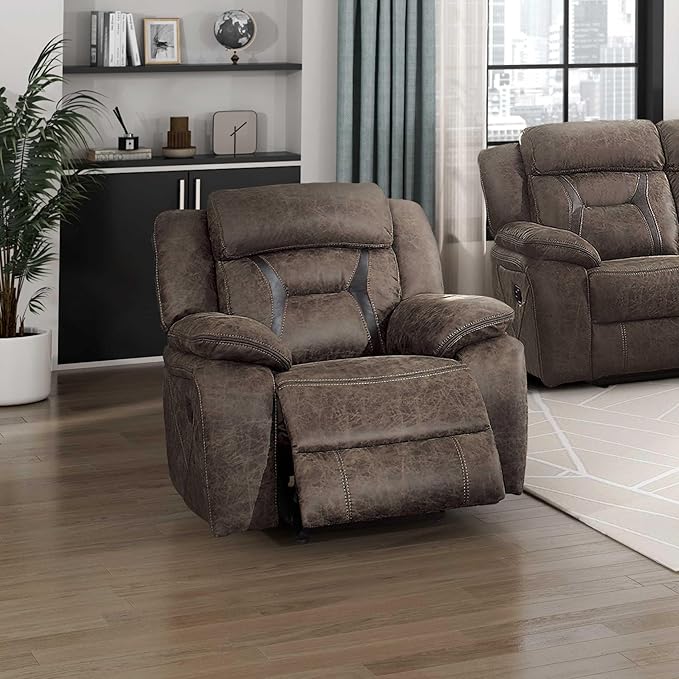 Homelegance Reclining Chair Polished Microfiber Manual Glider Recliner Dark Brown