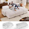 Sunny Heart Sleeper Sofa Bed 105 U Shaped Couch Sleeper Sofa Pull Out Couch Bed with Reclining Backrest | Double Storage Chaise | USB Ports | Side Pockets | Tool-Free Assembly | Chenille Beige