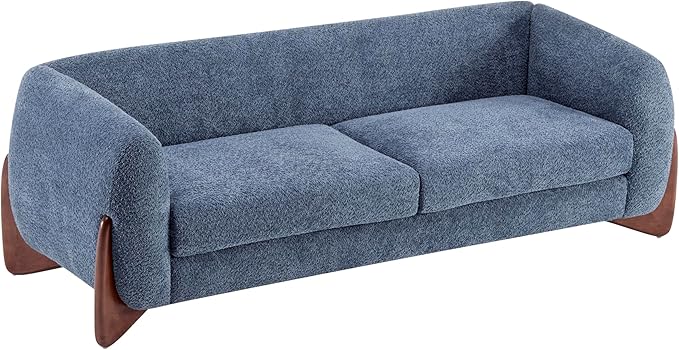 Christopher Knight Home Almab 82 Inches Sofa Couch Cozy Boucle Upholstered 3-Seater Sofa Wood Frame Couch Comfy Couches for Living Room and Office Modern Sofa Lounge Seating Navy Blue