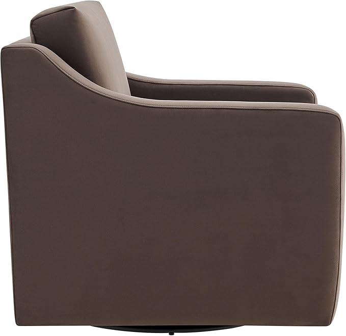 Modway Liora Performance Velvet Swivel Accent Chair in Chocolate Comfortable Stain-Resistant Velvet Armchair with Curved Armrests for Living Room Bedroom Reading Nook