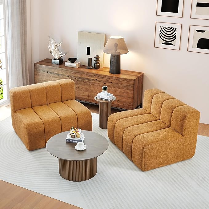 LEVNARY Rectangular Module for Modular Sofa Couch (Turmeric)
