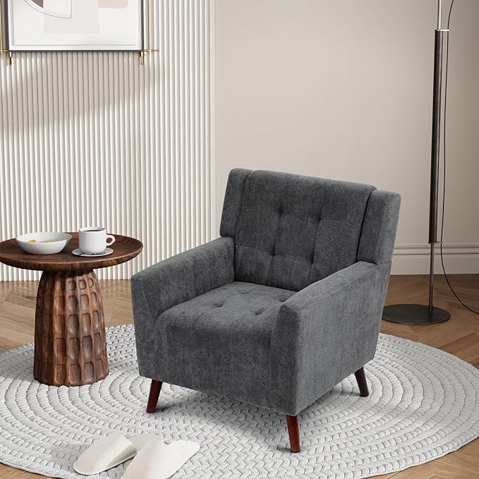 Dining Room ChairLiving Room Armless Chair Modern Design Fabric Armless Contemporary Accent Dining Chairs Sofa with Solid Wood Legs (Lava Gray)
