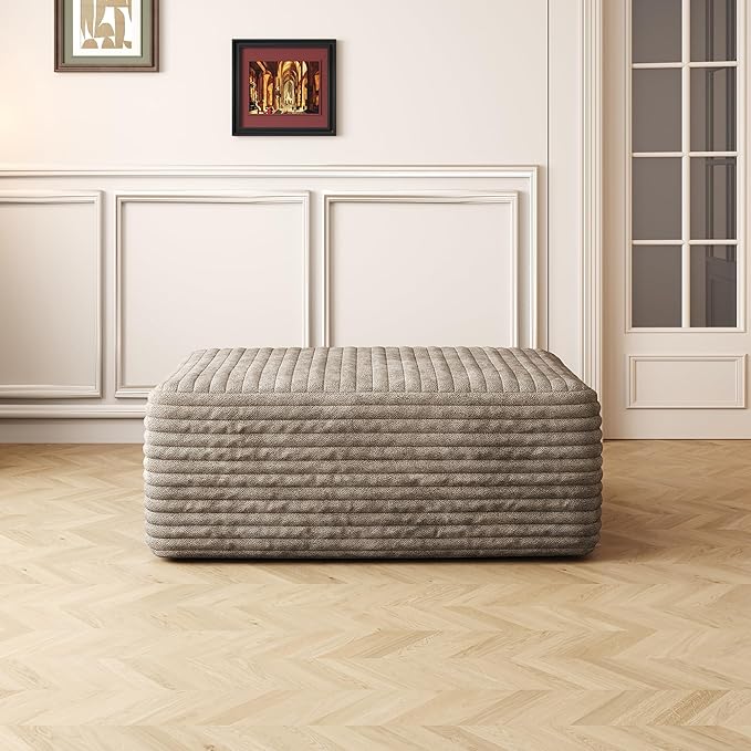 Boneless Foam Ottoman Module for Modular Sofa CouchesCorduroy Customizable Chaise Single/Double SeaterCamel