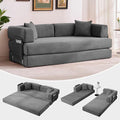 Convertible Sleeper Sofa Bed 78.8 Floor Sofa Bed 5-in-1 Folding Mattress Couch Loveseat with Fixed-Shape Frame Pillow Corduroy Fabric for Living Room Bedroom Lounge (Gray)