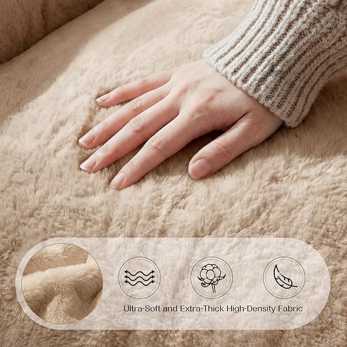 Bean Bag Chair Giant Bean Bag Chair for Adults Shell-Shaped Bean Bag Couch with Armrests &amp Side Pockets Comfy Beanbag Lazy Couch Reading Chair for Bedroom Living Room Khaki