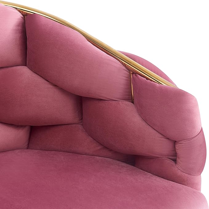 Christopher Knight Home Middlemist Barrel Accent Chairs Luxury Velvet Armchairs Modern Upholstered Chairs with Gold Legs Knitting Process for Living Room Home Rest Home Office(Set of 2) Pink