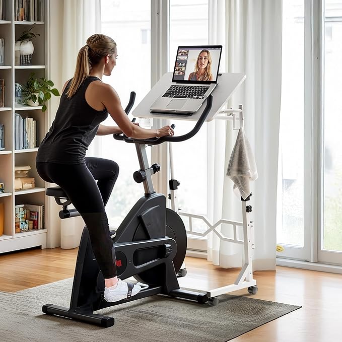 Small Standing Desk with Wheels 29.5-45.3 Inch Adjustable Height Portable Treadmill Desk Rolling Computer Table for Walking Pad with a Cup Holder and a Hook