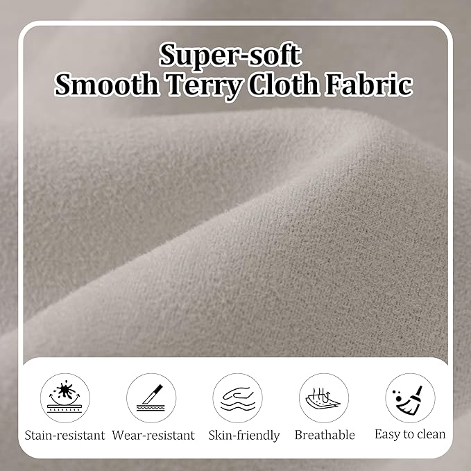 130'' Curved Modular Sectional Long Sofa Modern Cloud Boneless Deep Seat Couch Plush Terry Cloth Compressed Upholstered Lounge Sofa for Living Room No Assembly Required Light Grey 3 Pillows