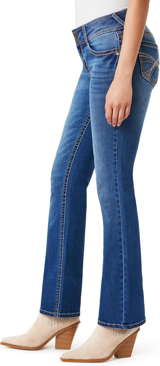 WallFlower Luscious Curvy Bootcut Jeans for Women Mid-Rise Insta Stretch Denim Size-Inclusive Juniors Jeans