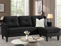 MAGIC UNION Sectional Sofa Set Convertible L-Shape Couch with Reversible Ottoman Modern Linen Fabric Sofa for Small Living Room Apartment Office (Black)