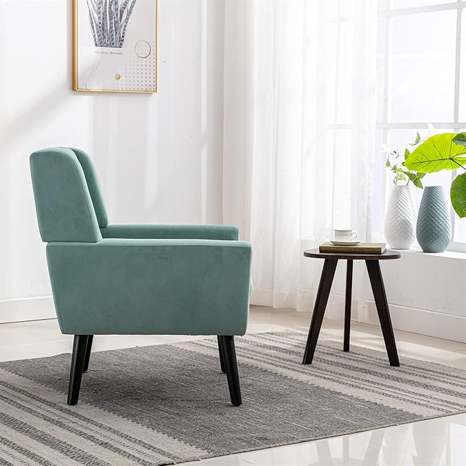 Modern Soft Velvet Material Ergonomics Accent Chair Living Room Chair Bedroom Chair Home Chair with Black Legs for Indoor Home