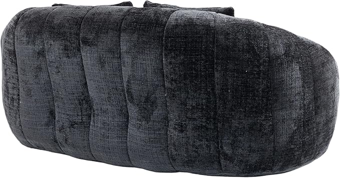 GDFStudio Colomt Lounge Chair Upholstered Lazy Sofa Chair 2 Seater Couch Comfort Chenille Loveseat Ready to Use Bean Bag Chair Soft Seating Lounge Reading Sofa for Living Room Bedroom Black