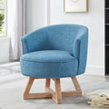 Ball &amp Cast Classic Swivel Chair with Cross-Shaped Wooden BaseLinen Upholstered Accent Chairs360 Degree Comfy Lounge Chair W/Solid Wood LegsSingle Sofa Seatingfor Living RoomOfficeLight Blue