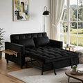 3 in 1 Sofa Bed Pull Out Couch with Side Pockets Loveseat Sleeper Sofa Bed with Side Table Pull Out Couch with USB Ports for Living Room Bedroom Apartment Black