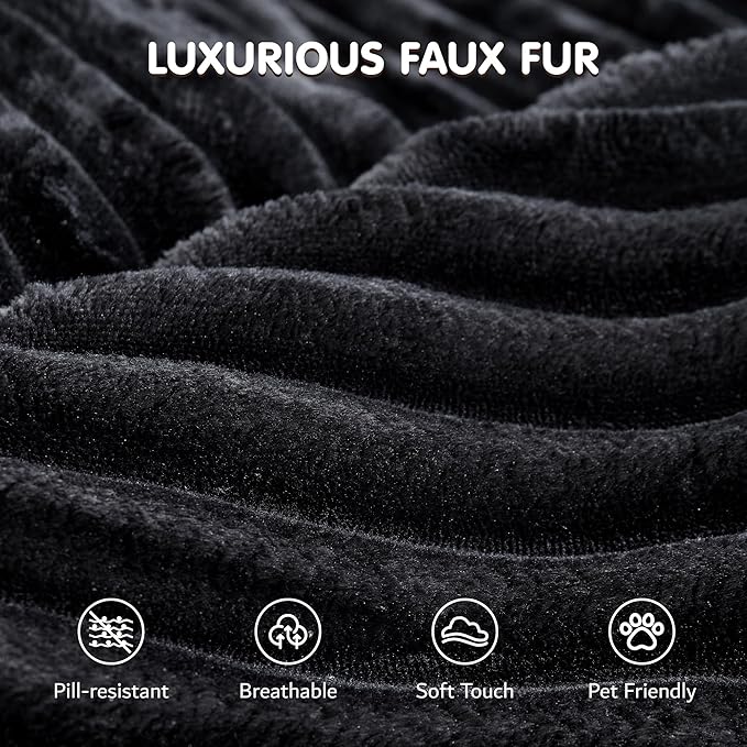 ovios 58 Oversized Round Chair Lounge Chaise Indoor No Assembly Required Cloud Large Circle Chair with Plush Fuax Fur Fluffy Modern Sleeper Sofa Bed for Reading Yoga Black (Plush Corduroy Fabric)