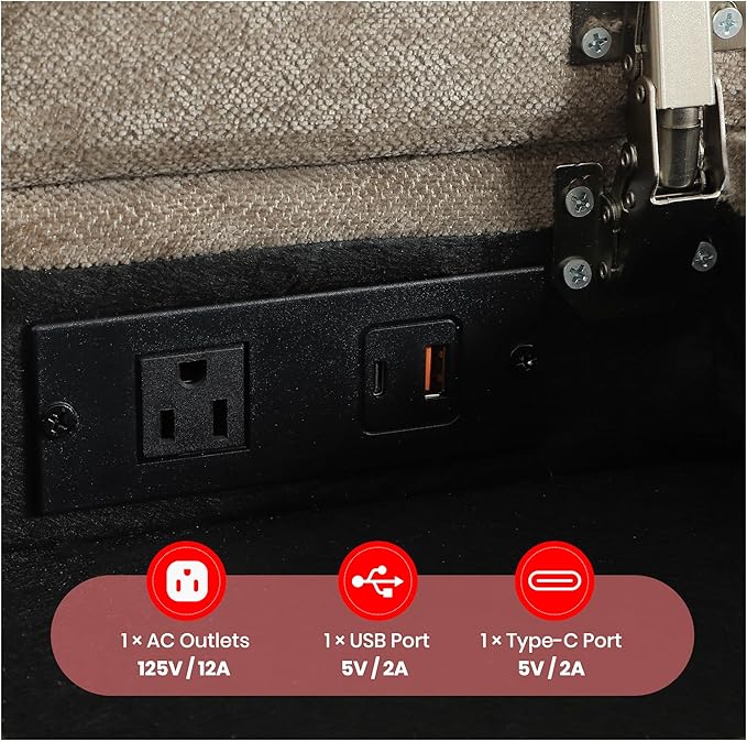 Chenille Fabric Manual Recliner Loveseat Sofa with Hidden Drawer Flip Console USB/Type-C Ports Phone Holder &amp Cup Holders Space-Saving Wall Hugger Couch for Small Spaces Apartments RVs Brow